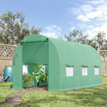 Outsunny 4.5m x 2m x 2m Walk-In Gardening Plant Greenhouse w/ PE Cover, Green