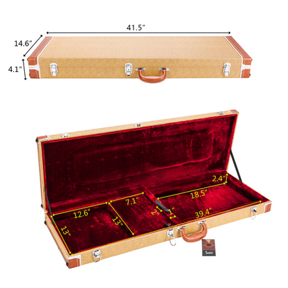 【Replace 24852220】High Grade Electric Guitar Square Hard Case for GST GTL 170 SG and Burning fire Style Flat Yellow
