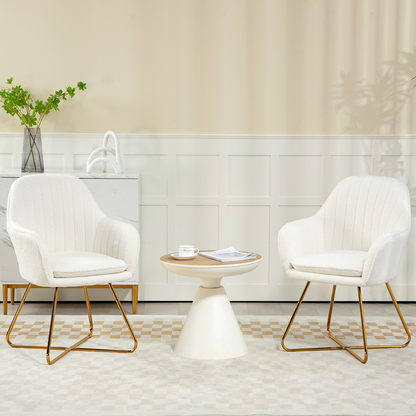 HOMCOM Accent Chair Set of 2, Cashmere Armchair with Steel Legs, Cream White