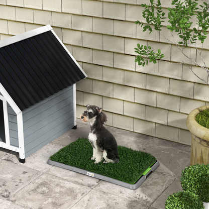 PawHut Dog Toilet with 2 Packs Artificial Grass Pads, 67 x 41cm, Green