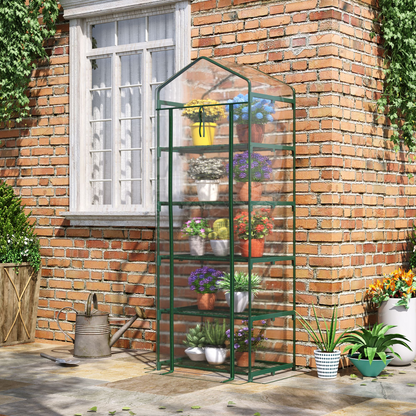 5 Tier Greenhouse OutdoorPortable Shed Metal Frame Transparent 69x49x193cm