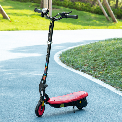 Folding Electric Scooter E-Scooter w/ LED Headlight, for Ages 7-14 Years - Red