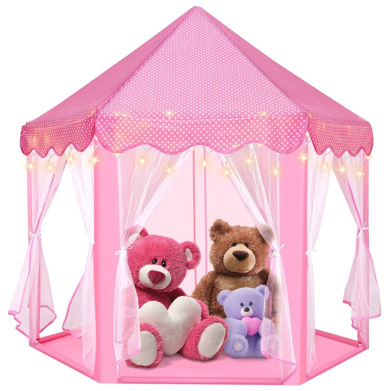 Pink Fairy Princess Hexagon Tent with LED Lights – Indoor & Outdoor Playhouse great Christmas present