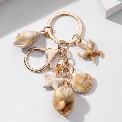 Simulation Shell Conch Starfish Five-pointed Star Pendant Keychain