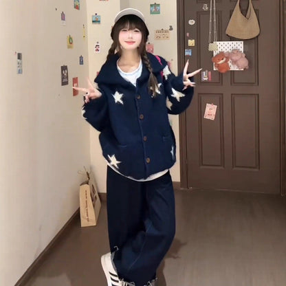Slim And Loose Korean Lazy Knit Cardigan