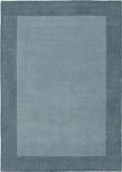 Bordered Duck Egg Blue Wool Rug