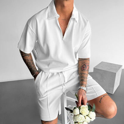The Weekend Edit – Men’s Zipper Polo & Shorts Summer Suit Set