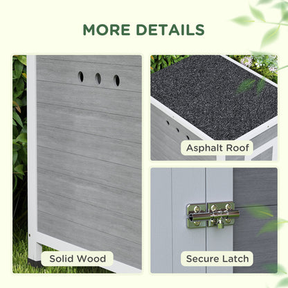 PawHut Wooden Duck House with Ramp, Double Doors, Openable Asphalt Roof, Ventilation Holes, Removable Base, Light Grey