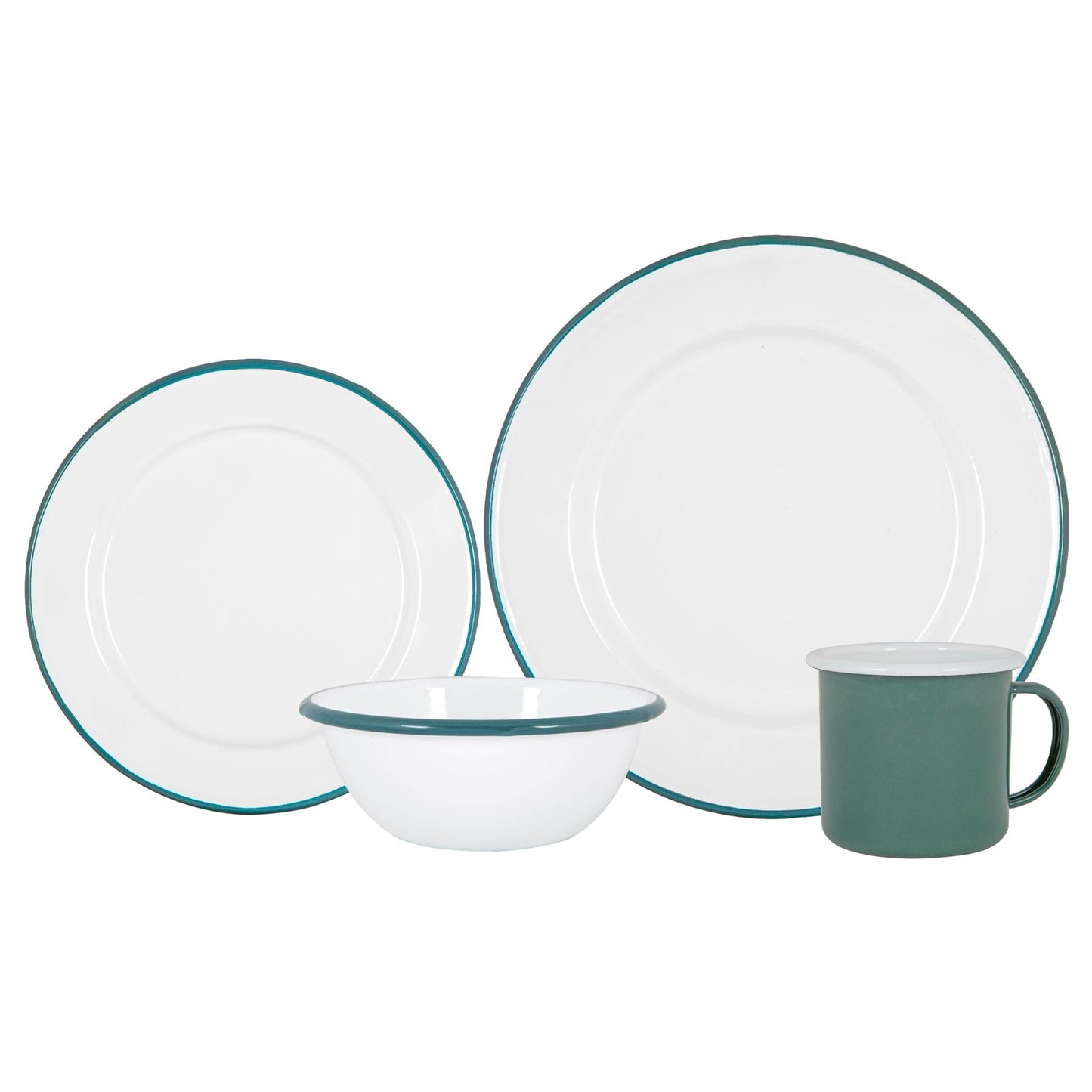 16pc White Enamel Dinner Set