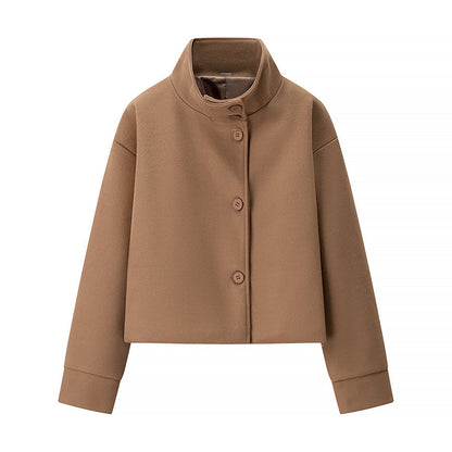 Commuter's All-matching Stand Collar Breasted Woolen Coat