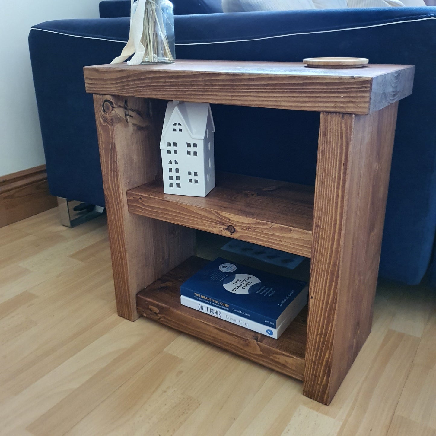 Solid Wood Rustic Coffee Table with Shelf