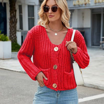 Loose Soft Glutinous Idle Style Knitted Cardigan For Women