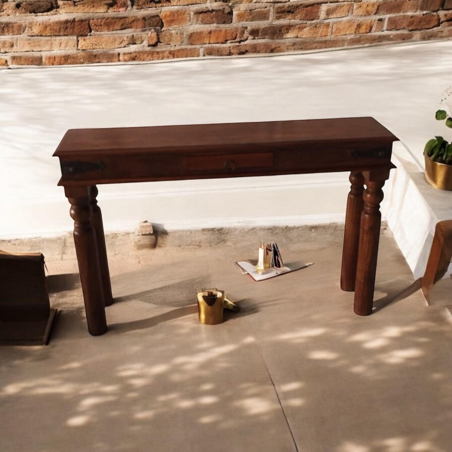 AcaciaHome Durable and Elegant 120CM Wooden Console Table - Spacious Storage and Timeless Design Home Décor with Classic Charm Table for Living Room, Hallway, and Entryway