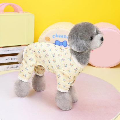 Pet Dog Waffle Floral Clothes