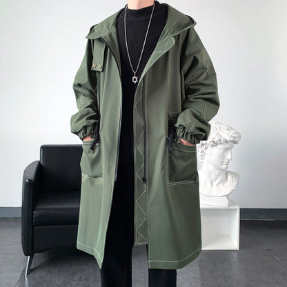 Men's Mid-Length Trench Coat - Spring Autumn Waterproof Jacket