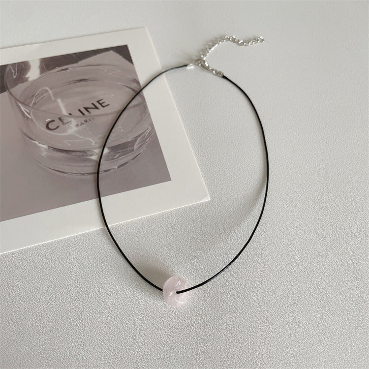 South Korea Ins Style Jade Square Peach Heart Necklace