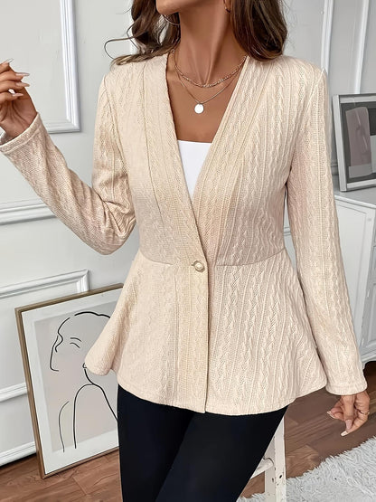 Women's Solid Color One Button Knitted Cardigan