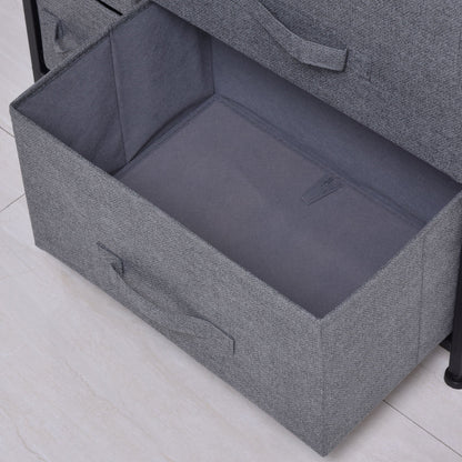 HOMCOM Chest of Drawers with 7 Drawers, Fabric Drawers with Large Storage Space, Drawers Dresser with Metal Frame, Adjustable Feet for Bedroom Living Room, Dark Grey