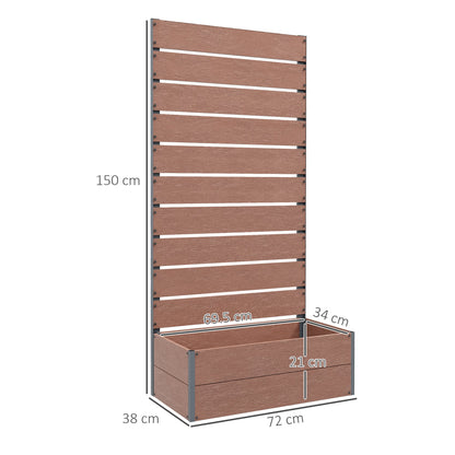 Outsunny 34 x 69.5cm Garden Planter Box, with Back Trellis, Brown