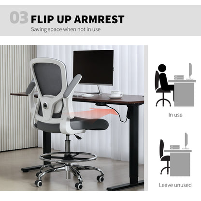HOMCOM Draughtsman Chair, with Adjustable Lumbar - Charcoal Grey