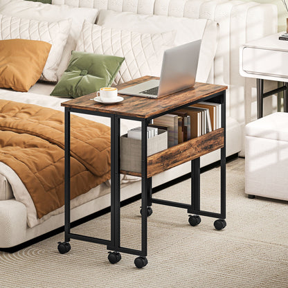 HOMCOM 80 cm Drop Leaf Writing Work Desk - Rustic Brown