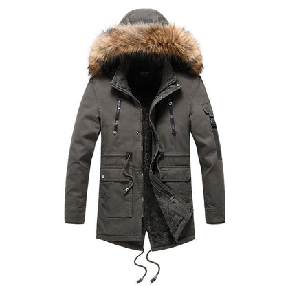 Men's mid-length padded trench coat