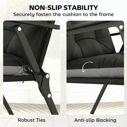 Outsunny Patio Chair Cushions Set of 4, Waterproof Non-Slip Lounge Chair Cushions, 112x53cm, Black