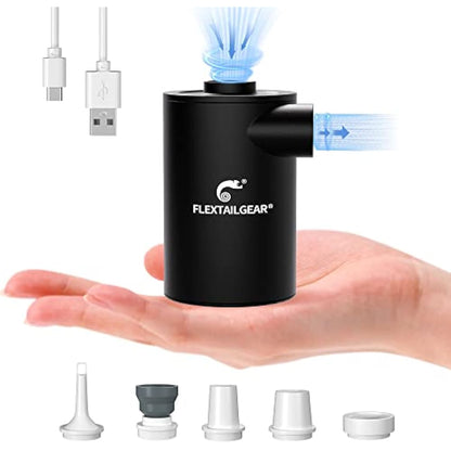 FLEXTAILGEAR MAX Pump 2020, Portable Electric Air Pump, 3600mAH Battery,Rechargeable, High Flow 300L/min, Fast In/Deflating, Air Mattress, Swimming Ring, Vacuum Storage Bags, Camping & Travel