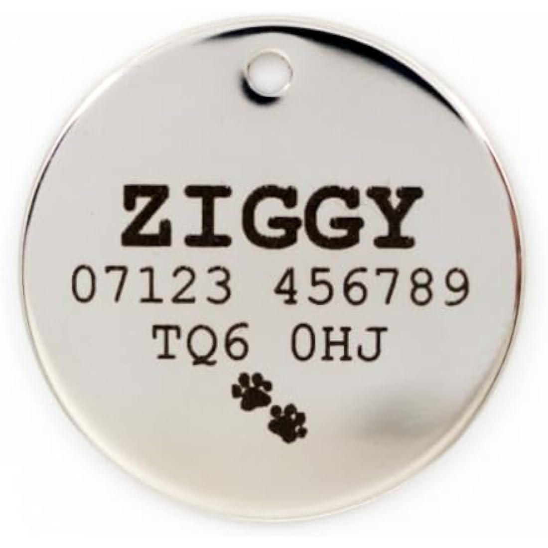 Personalised Engraved 25, 32 & 36mm Glitter Paw Print Pet Tag. Bold Contrasting Text. Small, Large & Very Large CAT/Dog ID Tags (Light Pink, 25mm (Cats & Small Dogs))