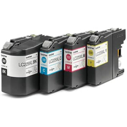 Brother LC-229XLBK/LC-225XLC/LC-225XLM/LC-225XLY Inkjet Cartridge, Black/Cyan/Magenta/Yellow, Multi-Pack, Super High Yield, Includes 4 x Inkjet Cartridges, Brother Genuine Supplies