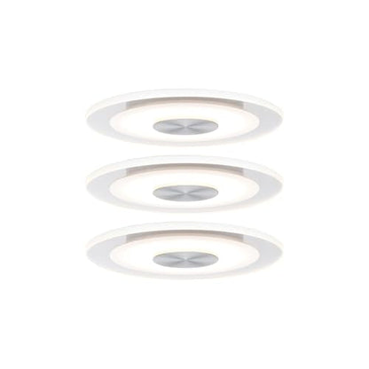 Paulmann Premium Whirl 3 x 4.9 W Recessed Ceiling Spotlight Set, Warm White, Satin Aluminium, Dimmable, IP23, 12 x 12 x 1 cm, Living Room