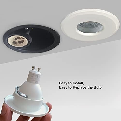 4XSweier White LED Fire Rated Downlights, Waterproof IP65 Spotlight, 5W 6000K Cool White LED Recessed Ceiling Lights, 90 Minute Fire Rated 230V Die-Cast Aluminium Spotlight, Cut-Out 75mm