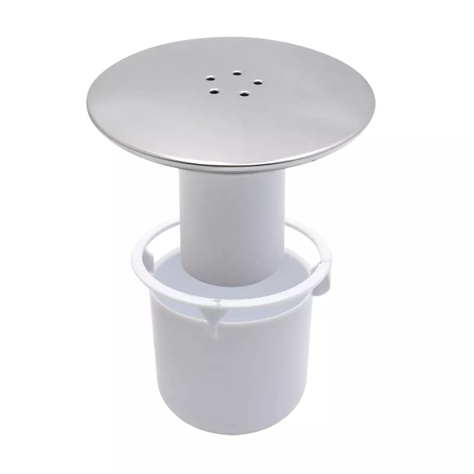Shower Drain Cover, Waste Cap Tube/Cup Cubicle 90mm / 115mm Plug Hole Drain Replacement Easy Fit Chrome Finish Fast Flow Hair Trap Basket