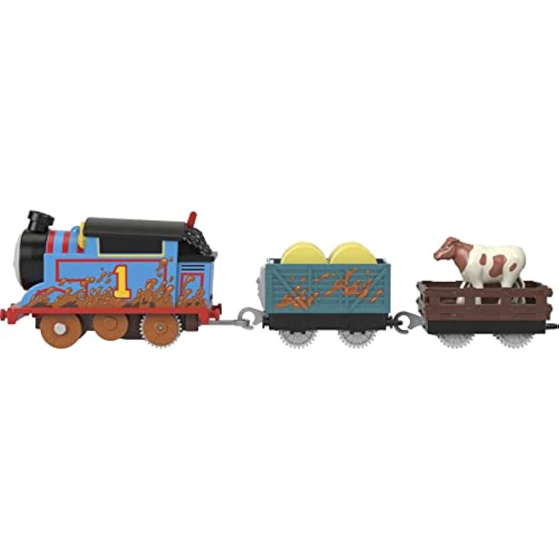 Thomas & Friends Muddy Farm Thomas motorized battery-powered toy train engine for preschool kids ages 3 years and older, HDY73