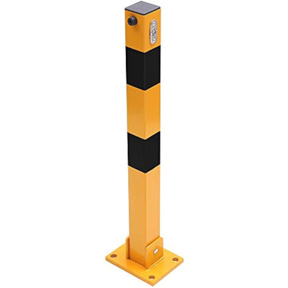 TOPWAY Car Parking Space Lock Bollard, Yellow and Balck Lockable Fold Down Car Parking Barrier Post, Private Car Park Driveway Guard Saver Blocker, Upper Lock, 60cm Height 161892