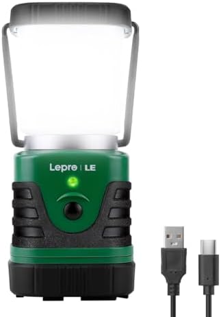 LE Camping Light Rechargeable, 1000 Lumen Camping Lantern, Dimmable 4 Modes Camping Tent Lights with 4400mAh Power Bank, Camping Accessories, Rechargeable Lantern for Outdoors, Power Cuts and More