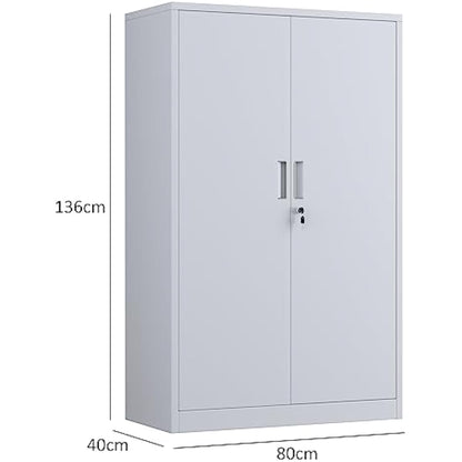 iJINGUR Metal Storage Cabinet with Locking Doors and 3 Adjustable Shelves, Lockable Steel Storage Cupboard for Home Office and Garage (White)