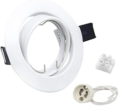 Recessed Ceiling Spotlights 20 Pack Round White Downlight Fittings 30°Tilt Swivel Mounted Frame Trim Rings with GU10 Lamp Holders 240V