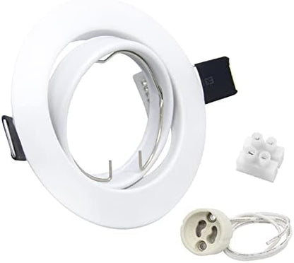 Recessed Ceiling Spotlights 20 Pack Round White Downlight Fittings 30°Tilt Swivel Mounted Frame Trim Rings with GU10 Lamp Holders 240V