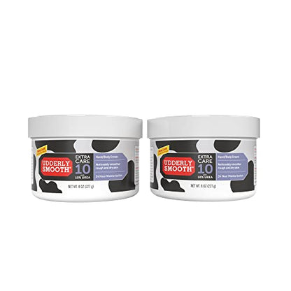 Udderly Smooth Extra Care Cream with 10% Urea for dry skin, Unscented, 8 Ounce (Pack of 2)