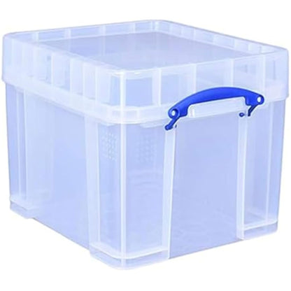 Really Useful Box Plastic Storage Bonus Pack 3x35 Litre Clear with XL Lid Clear