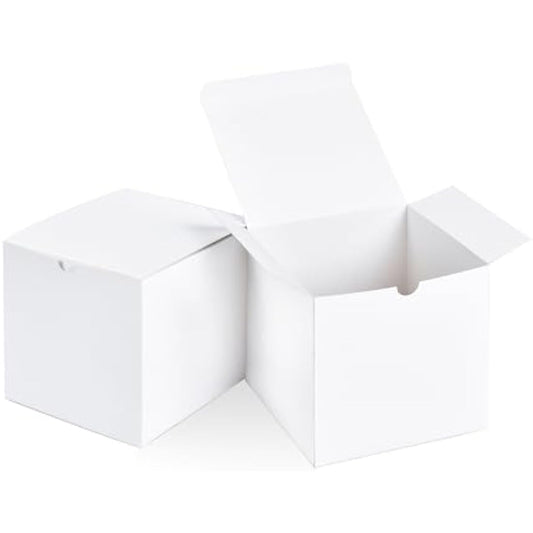SHIPKEY 10PCS White Cardboard Gift Boxes with lids |10x10x10 cm Square Boxes | Small Gift Boxes Suitable for Party, Wedding, Christmas, Holidays, Birthdays and All Other Occasions