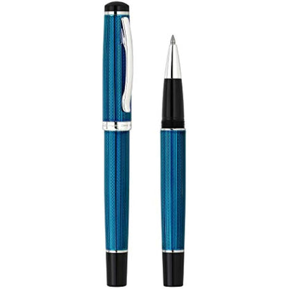 Xezo Incognito Rollerball Pen, Fine Point. Deep Blue Layered Lacquer with Pure Platinum Plating. Handcrafted, Limited Edition, Serialized