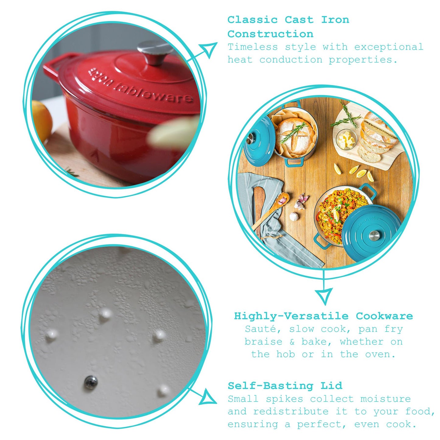 4.5L Pebble Gloss Cast Iron Casserole Dish