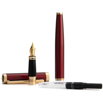 Red Fountain Pen,Stunning Luxury Pen,24K Gilded Nib(Fine),Gorgeous 24K Gold Finish,German Schneider Ink Converter,Trustworthy Pen Gift for Men&Women-Elegant, Executive,Nice Pen for Writing