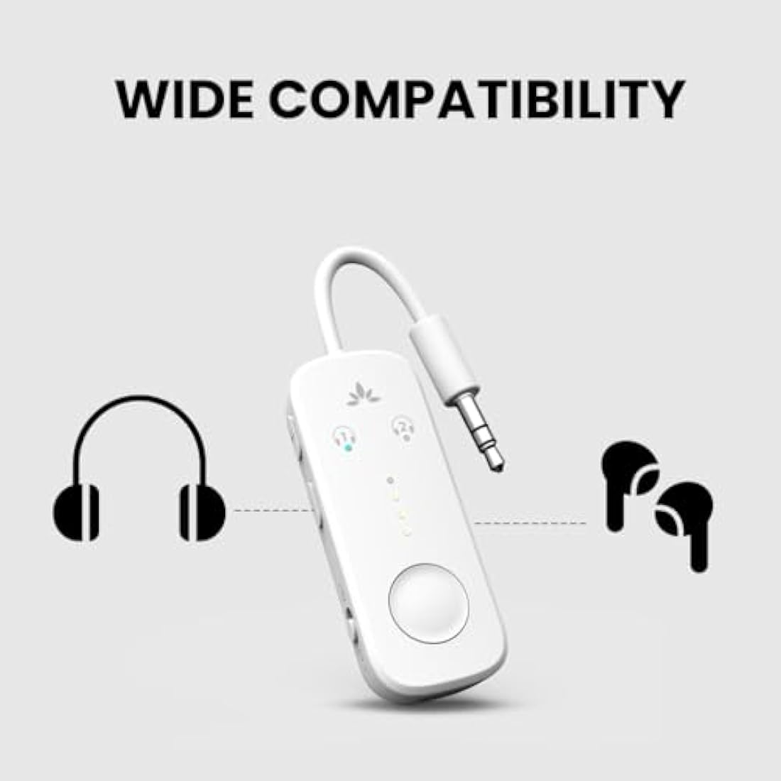 Avantree Relay - Airplane Bluetooth 5.3 Adapter with Qualcomm aptX Adaptive, Supports 2 AirPods or Headphones, 20H Playtime, 3.5mm AUX Jack Wireless Audio Transmitter for Planes, Airline, Travel