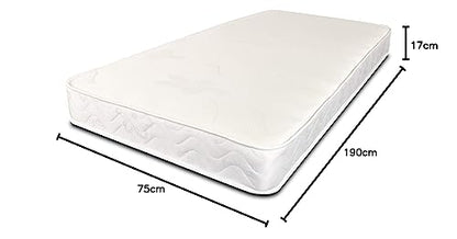 Starlight Beds Stress-Free Small Single Mattress, Value Sprung Small Single Memory Foam Mattress, Soft, White, 18cm Deep. 2ft6 x 6ft3 (75cm x 190cm)
