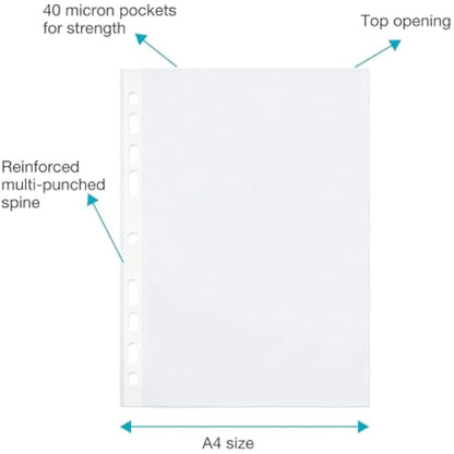 SUMMIT Punched Pockets A4, Embossed, 300 Poly Pockets