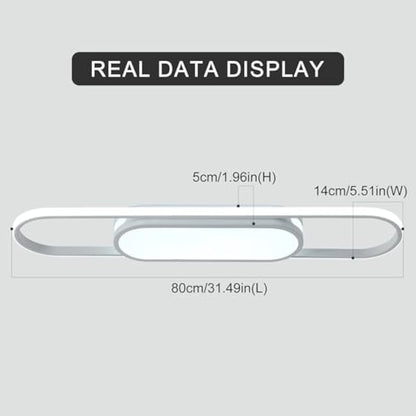 Oninio LED Modern Dimmable Ceiling Light with Remote Control - Linear Flat Ceiling Lamp for Living Room, Kitchen, Dining Room, Bedroom (White) 31.49in