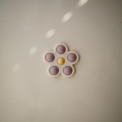 Mushie Press Toy | Push & Pop Bubble Sensory Fidget Toy | 10+ Months | Stress Relief Toy | 100% Food Grade Silicone and ABS Plastic | Flower Design (Soft Lilac/Pale Daffodil/Ivory)